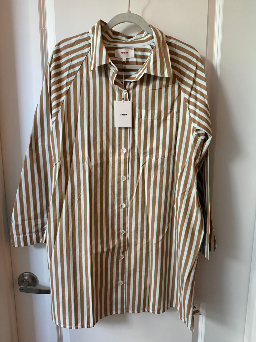 NWT XiRENA Brown & White Striped Mini Dress
